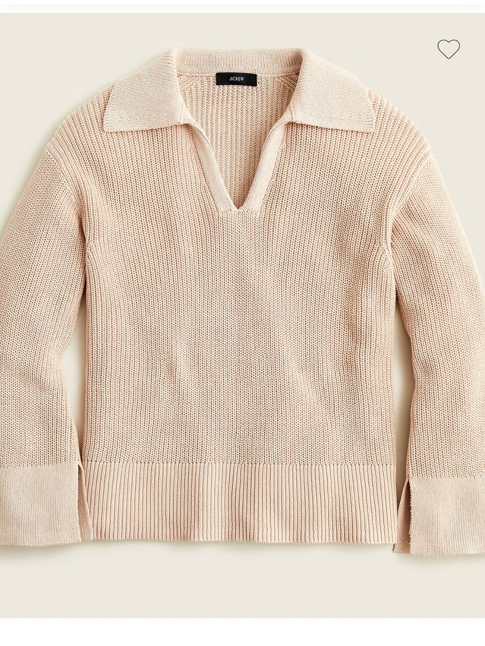 J.Crew Relaxed Collared Sweater in Pale Petal Blush prink/beige Knit Size large